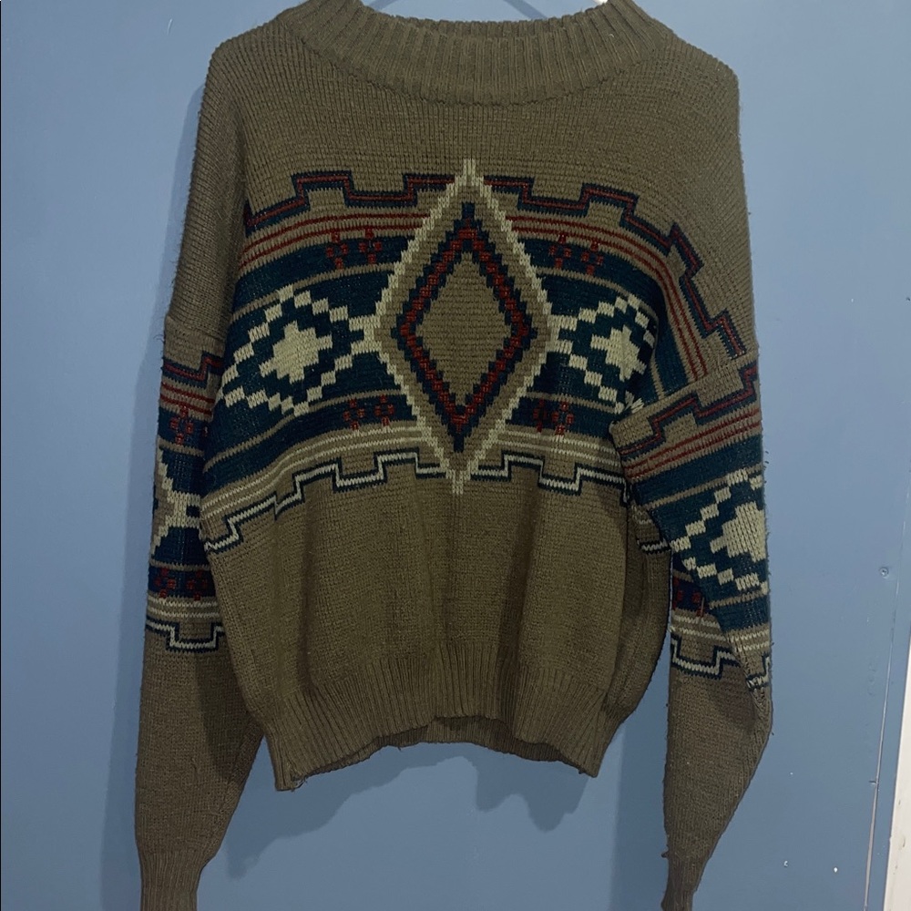 McGregor Olive Geometric Turtleneck Sweater